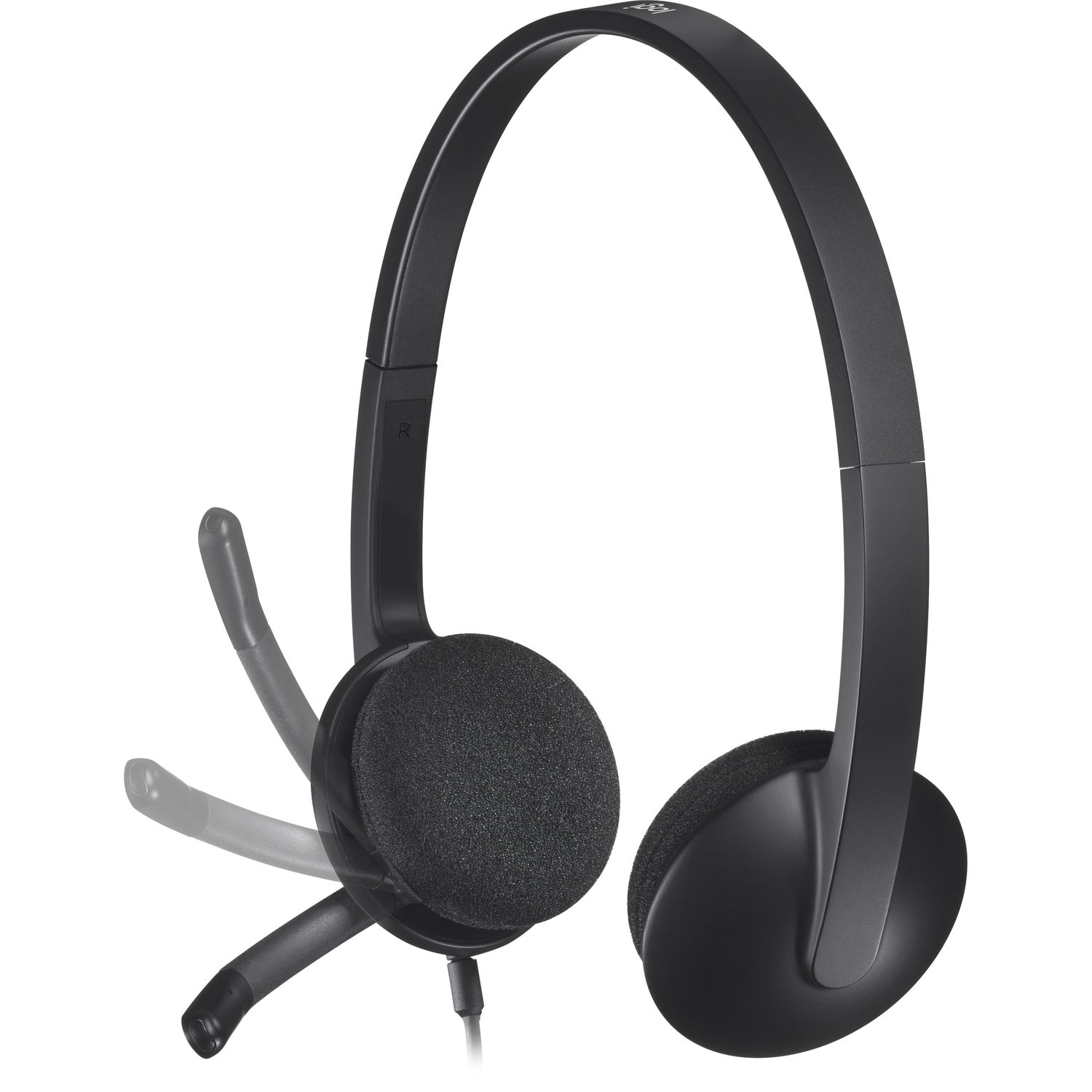 thumbnail image 2 of Logitech H340 On-Ear Stereo Computer Headset, USB-A, Black (981-000507 2 of 9