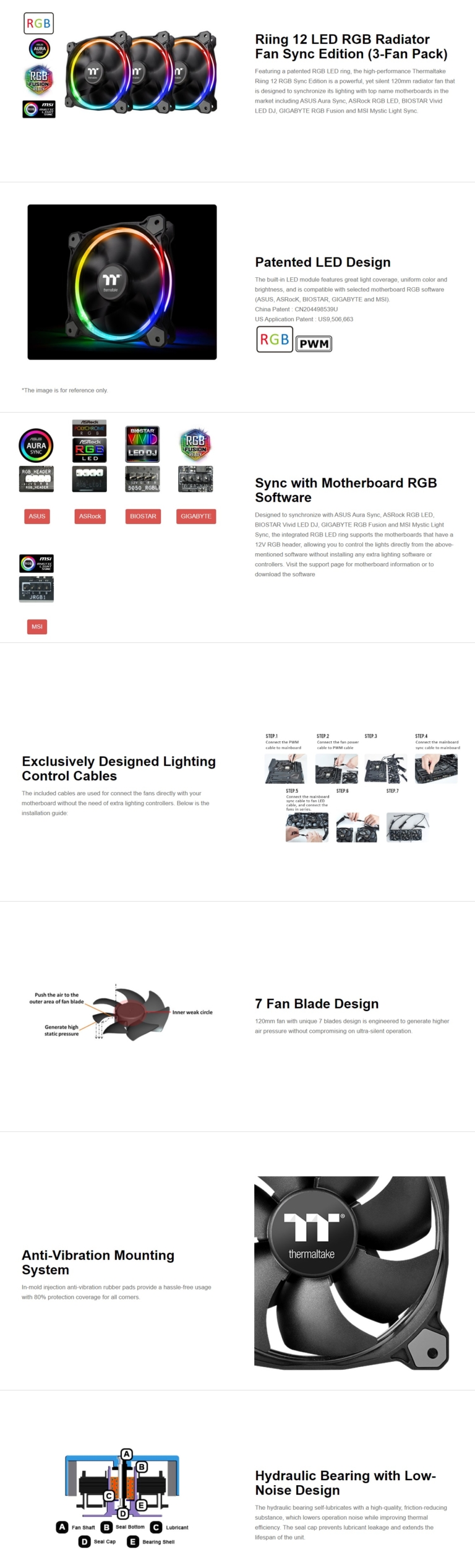 Thermaltake Riing 12 RGB MultiColored LED 120mm Case Fans Pakistan