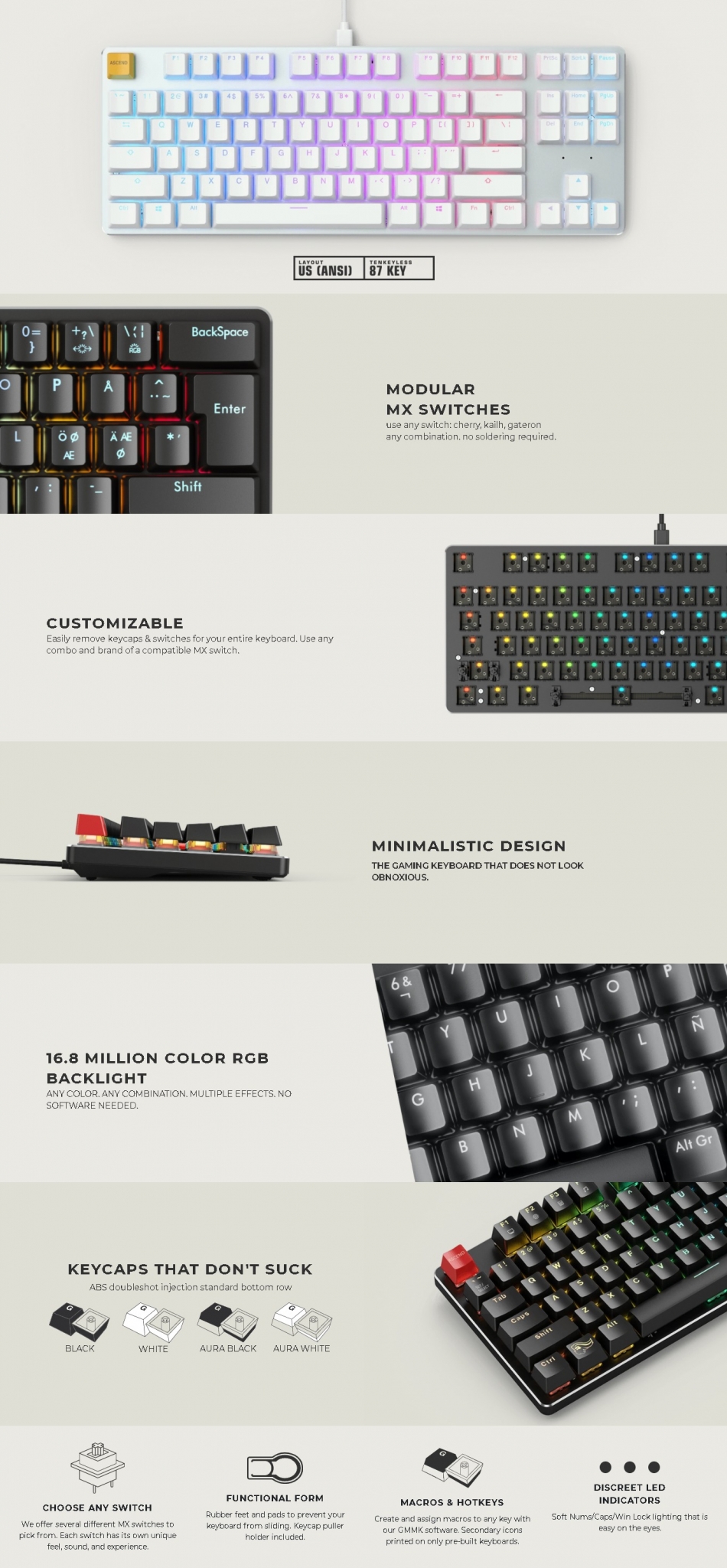 Glorious GMMK Tenkeyless (TKL) RGB Mechanical Keyboard White