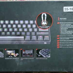 Redragon K530 Draconic 60% Compact RGB Wireless 61 Keys TKL Designed 5.0 Bluetooth Gaming Mechanical Keyboard - Black - Brown Switches