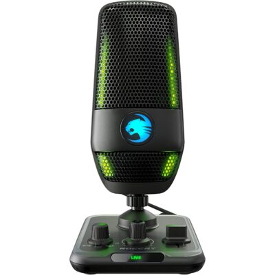 ROCCAT - Torch 24-Bit Studio-Grade RGB USB Microphone with Cardioid, Stereo and Whisper pick-up pattern