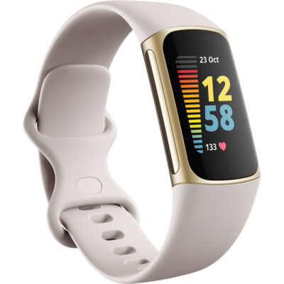 Fitbit Charge 5 Fitness & Health Tracker (Lunar White / Soft Gold Stainless Steel)