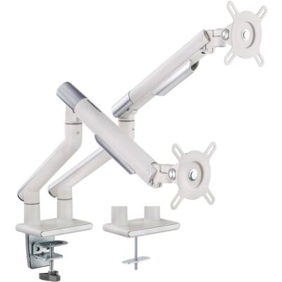Twisted Minds Dual Monitors Premium Slim Aluminum Spring-Assisted Monitor Arms - White