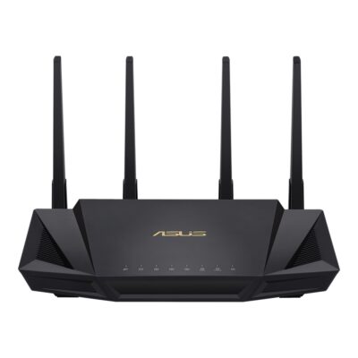 ASUS RT-AX58U V2 AX3000 Dual Band WiFi 6 (802.11ax) Router supporting MU-MIMO and OFDMA technology, with AiProtection Pro network security powered by Trend Micro™, compatible with ASUS AiMesh WiFi system