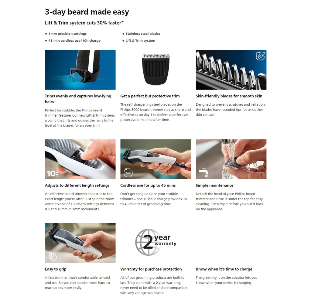 Philips Series 3000 Beard Trimmer (BT3206/14) Price in Pakistan