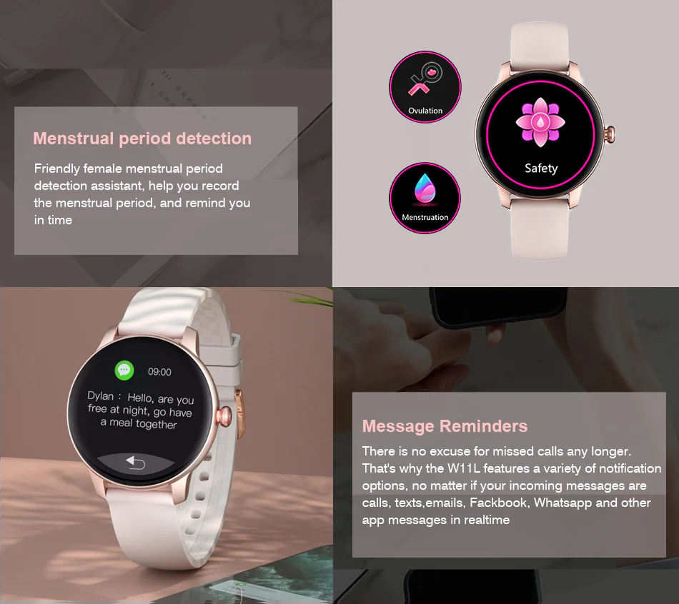 KIESLECT LADY SMART WATCH L11 ROSE PINK price in pakistan eezepc long 1