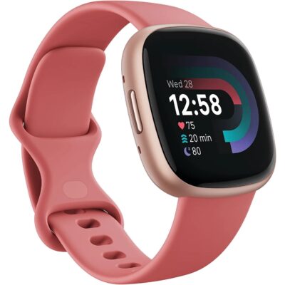 Fitbit Versa 4 Fitness Smartwatch with Daily Readiness, GPS, 24/7 Heart Rate, 40+ Exercise Modes, Sleep Tracking and more - Pink Sand/Copper Rose