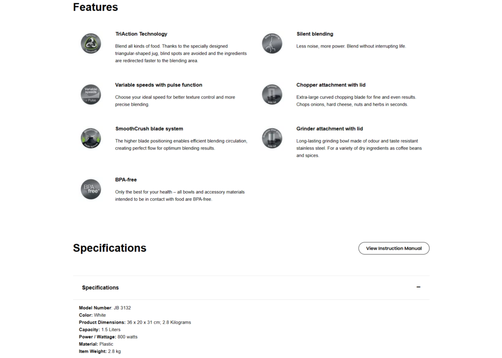 Braun JB 3123 Power Blend 3 Jug Blender Pakistan