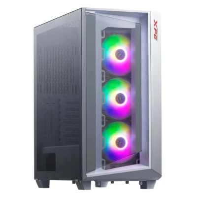 XPG Cruiser Mid Tower 4 RGB Fans Tempered Glass Panel PC Case - White