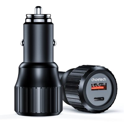 Choetech 63W Dual USB-C 45W + 18W Fast Car Charger – Black
