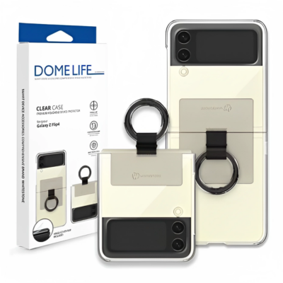 Whitestone Dome Clear Case with Ring For Samsung Galaxy Z Flip 4 – Beige