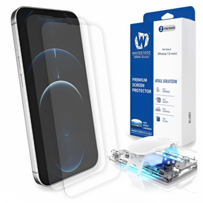 Whitestone Dome iPhone 13 Mini Tempered Glass Screen Protector (5.4″) – Replacement Kit (No UV)