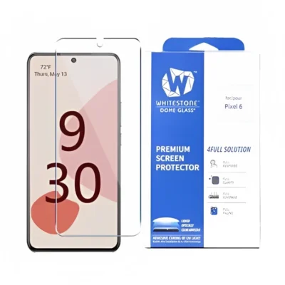 Whitestone Dome Glass For Google Pixel 6 Tempered Glass Screen Protector – Liquid Dispersion Tech – Pack of 1 without UV and 1 Camera Protector
