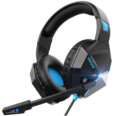 Mpow EG10 Gaming Headset for PS4,PS5,PC,Xbox One, Switch -7.1 Surround Sound Headset with Microphone, Noise Cancelling, LED Light, Soft Earmuffs, Gaming Headphone with Mic for PC Headset