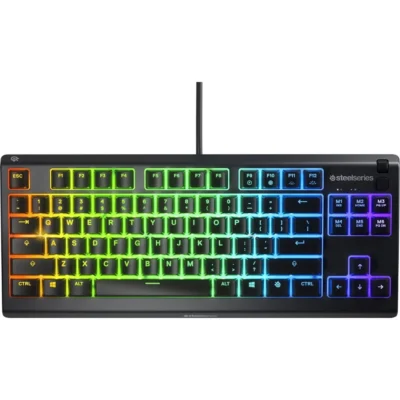 SteelSeries Apex 3 TKL Wired Membrane Whisper Quiet Switch Gaming Keyboard with 8 Zone RGB Backlighting - Black