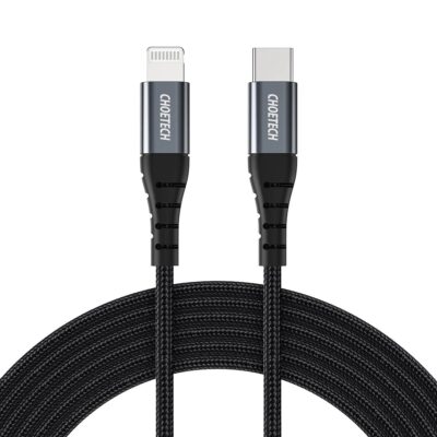 Choetech USB-C to Lightning Nylon Braided MFi Certified Cable (2m/6.6ft) – Black
