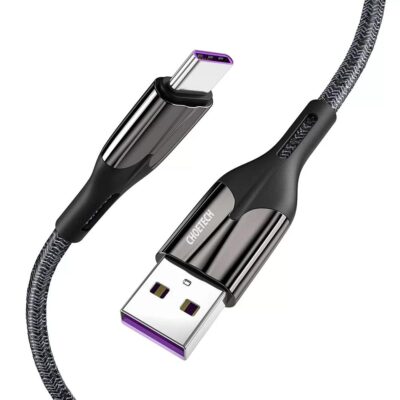Choetech 5A Super Fast Charged Data Cable, 2M braided, transmission speed 480Mbps – Black