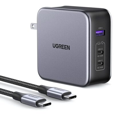 UGreen USB C Charger 140W 3-Ports PD GaN Fast Charger With 240W Cable