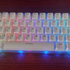 FANTECH MAXFIT61 RGB Wired 60% Mechanical Keyboard, 61 Keys Hot Swappable Type-C Programmable Gaming Keyboard, Blue Switches, White