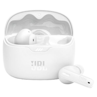 JBL Tune Beam Wireless ANC Earbuds (TWS) with Mic, Customized Extra Bass EQ, 48 Hrs Battery and Quick Charge, 4-Mics, IP54, Ambient Aware & Talk-Thru, Headphones App, Bluetooth 5.3 (White)