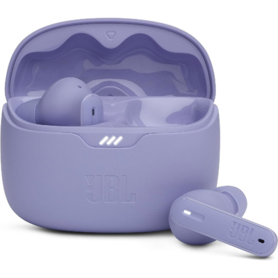 JBL Tune Beam Wireless ANC Earbuds (TWS) with Mic, Customized Extra Bass EQ, 48 Hrs Battery and Quick Charge, 4-Mics, IP54, Ambient Aware & Talk-Thru, Headphones App, Bluetooth 5.3 (Purple)
