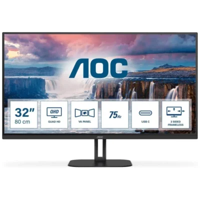 AOC Q32V5CE 31.5” QHD VA Flat 75Hz Refresh Rate 1ms Response Time Monitor