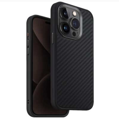UNIQ Keva Magclick Magsafe Compatible Phone Case for iPhone 15 Pro – Carbon (Black)