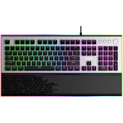 Philips SPK8624 Wired RGB Mechanical Gaming Keyboard with Wrist Rest - Blue Switches