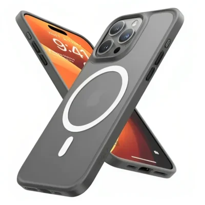 Torras Guardian Magnetic Magsafe Compatible Phone Case for iPhone 15 Pro Max 6.7″ - Titanium Grey