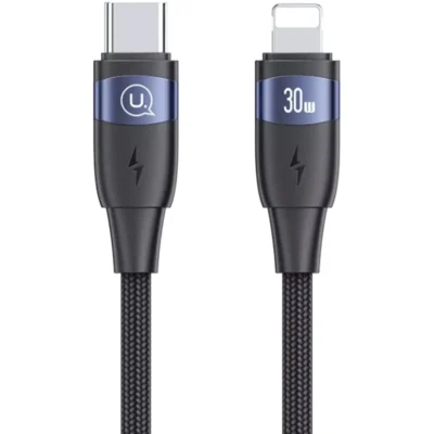 USAMS US-SJ635 U85 Type-C to 8 Pin PD30W Aluminum Alloy Fast Charging & Data Cable 2m (Black)