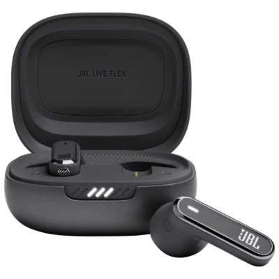 JBL Live Flex True Wireless Noise Cancelling Earbuds, Bluetooth 5.3, Touch/Voice Control, IP54 Water & Dust Resist - Black