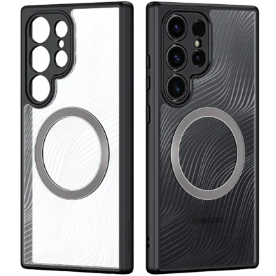 Aimo Mag Series Phone Case for Samsung Galaxy S24 Ultra (MagSafe Compatible) – Transparent Black