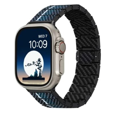 PITAKA Band for Apple Watch Ultra 49 mm / Apple Watch 45 mm / 44 mm / 42 mm Poetry of Things Chroma Carbon – Moon