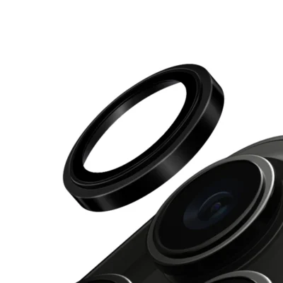 UNIQ Optix Sapphire Camera Lens Protector with Stainless Steel Frame for iPhone 15 Pro Max – Gunmetal Black