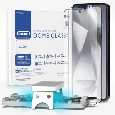 Whitestone [Dome Glass] Tempered Glass Screen Protector Liquid Dispersion Tech For Samsung Galaxy S24 with UV Kit – 2 Pack