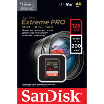 SanDisk 128GB Extreme Pro Durable, Captures 4K UHD Video, 200MB/s Read and 90MB/s Write microSD UHS-I Card for Recording Outdoor Adventures and Weekend Trips