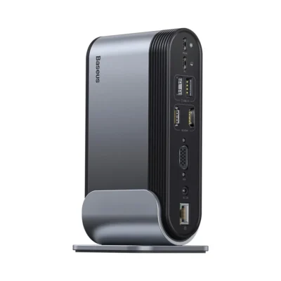 Baseus UnionJoy 17-Port Triple-Display Docking Station Space Grey（USB-C to HDMI4K@60Hz*2+DP4K@60Hz*1+ USB3.0*3+USB-C3.0*2+USB2.0*2+PD*1+PC*1+RJ45*1+ SD/TF*1+3.5mm*1+DC*1）
