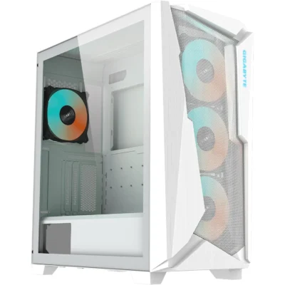 GIGABYTE C301 Glass - Mid Tower PC Gaming Case, Tempered Glass, USB Type-C, 4X ARBG Fans Included - White