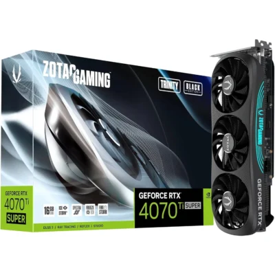 ZOTAC GAMING GeForce RTX 4070 Ti SUPER Trinity Black Edition 16GB GDDR6X 256-bit 21 Gbps PCIE 4.0 Gaming Graphics Card, IceStorm 2.0 Advanced Cooling, Spectra RGB Lighting