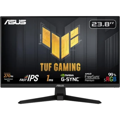 ASUS TUF VG249QM1A Gaming Monitor – 24" (23.8 inch viewable) FHD (1920x1080), Fast IPS, overclocking 270 Hz (Above 144Hz, 240Hz), Extreme Low Motion Blur, 1ms (GTG), 99% sRGB, FreeSync Premium, G-Sync compatible