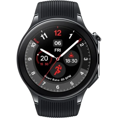 OnePlus Watch 2 46mm 100-Hour Battery, Health & Fitness Tracking - Black Steel