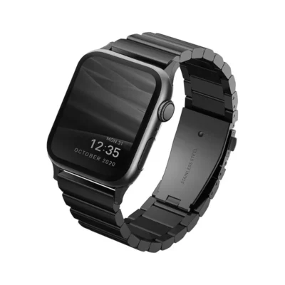 UNIQ Strova Apple Watch Ultra Steel Link Band Strap 49/45/44/42MM Series 1-8 SE/SE2 – Midnight (Black)