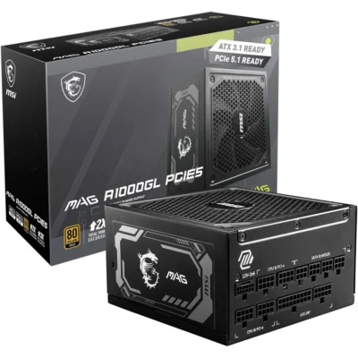 MSI MAG A1000GL PCIE5 - ATX 3.1 & PCIE 5.1 Ready - Full Modular - 80 Plus Gold Certified 1000W Gaming Power Supply