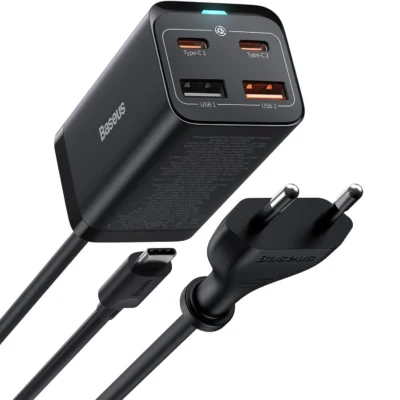 Baseus GaN3 Pro Desktop Fast Charger 2C+2U 65W EU With Xiaobai series fast charging Cable Type-C to Type-C 100W (20V/5A) 1m Black