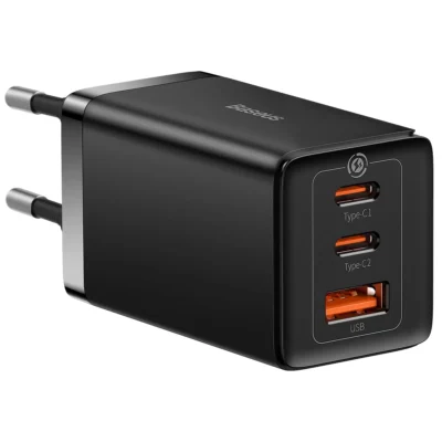 Baseus GaN5 Pro Fast Charger 2C+U 65W EU With Baseus Xiaobai Series Fast Charging Cable Type-C to Type-C 100W (20V/5A) 1m Black