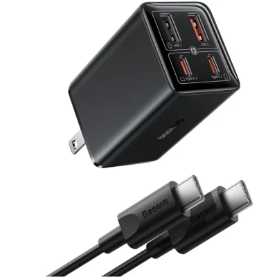 Baseus GaN6 Pro Fast Charger 2C+2U 65W US with USB-C/USB-C Cable - Black