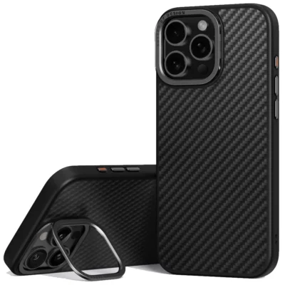 UNIQ Keva MagSafe/MagClick with Camera Stand Phone Case for iPhone 16 Pro Max – Carbon Black