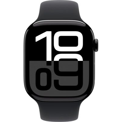 Apple Watch Series 10 (GPS) 46mm Aluminum Case with Black Sport Band - Jet Black