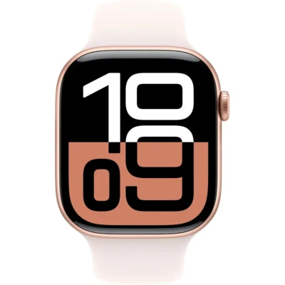 Apple Watch Series 10 (GPS) 46mm Aluminum Case with Black Sport Band - Rose Gold