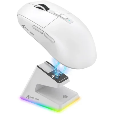 ATTACK SHARK X6 Three Modes Gaming Mouse With Charging Dock - White